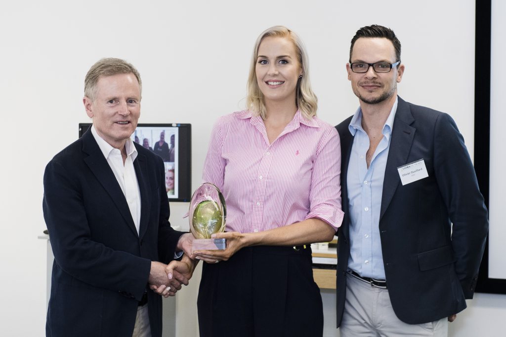 Clare from Beauty on Latrobe receives her award (and a 5-star holiday!) from Ultraceuticals founder, Dr Geoffrey Heber and Olivier Duvillard.