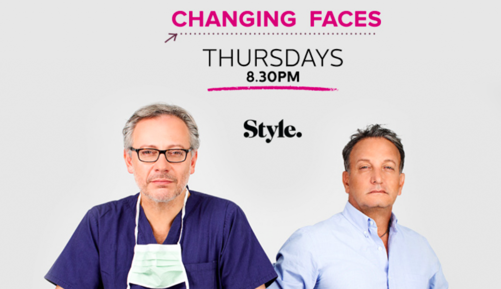 Aesthetic dentist, Dr David Penn and specialist ENT and facial surgeon Mr Michael Zacharia on 412’s hit reality TV series Changing Faces, which aired on the Style channel in 2015. 