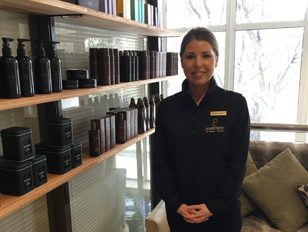 Kayla Burke, Spa Manager at Breathtaker on High Spa Retreat in Mt Buller