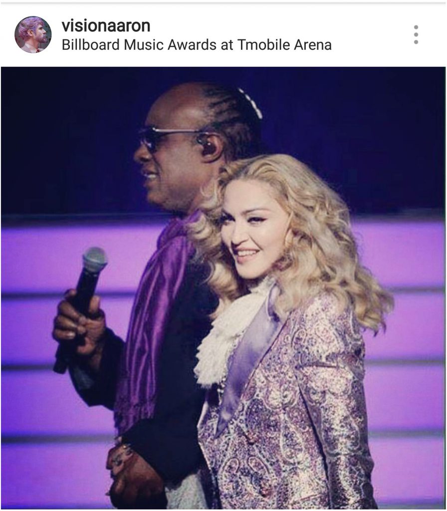 Aaron gave Madonna's eyes sleek brown and black eyeliner with a touch of purple for the Prince Tribute. 